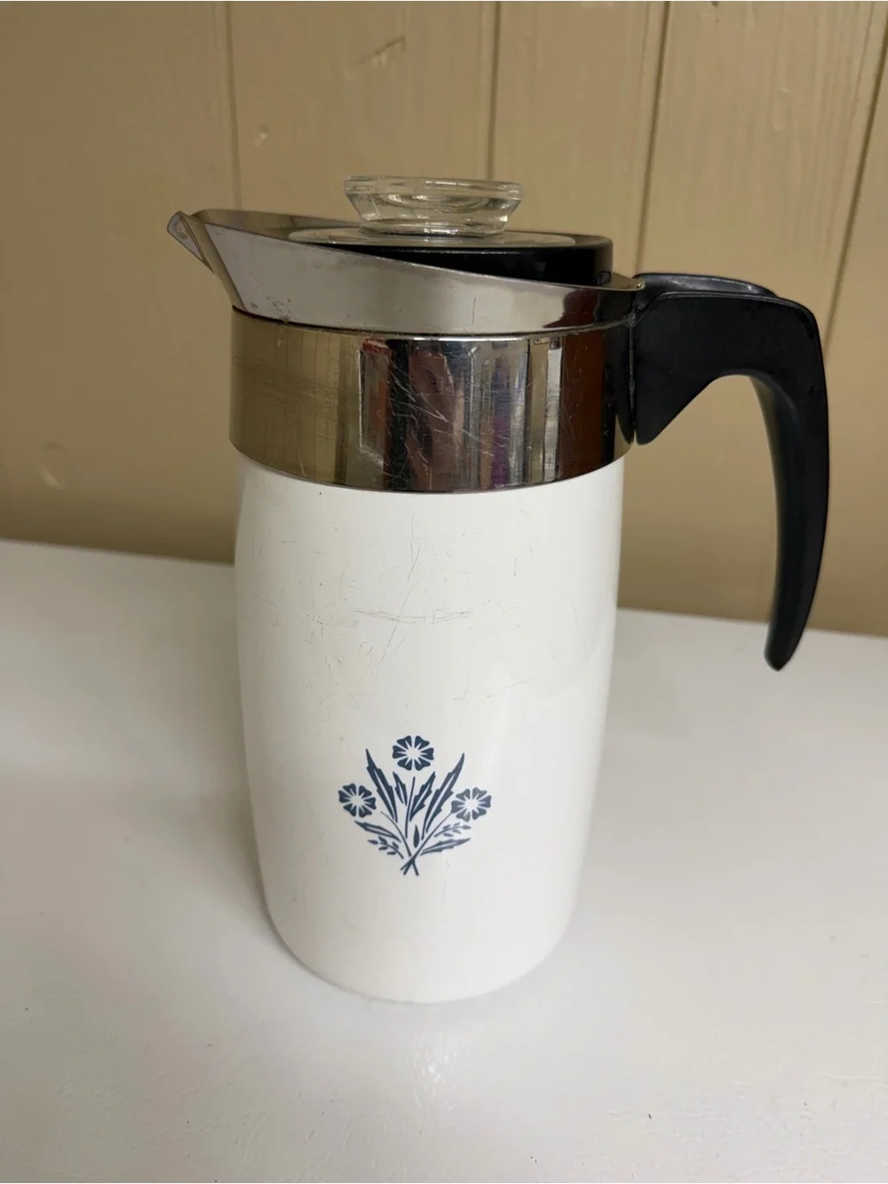 Vintage Corning Ware Blue and White Floral 10cup Insulated Pitcher